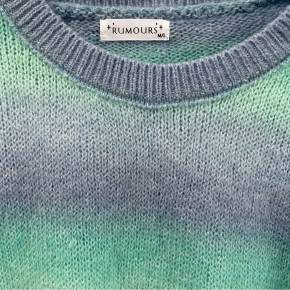 Rumours Ombre Blue Green Sweater Size M/L - Picture 3 of 4